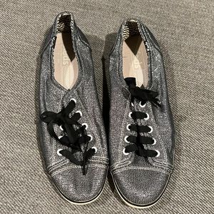 Silver Denim Classic Champion Lace Up Keds Size 8 EUC